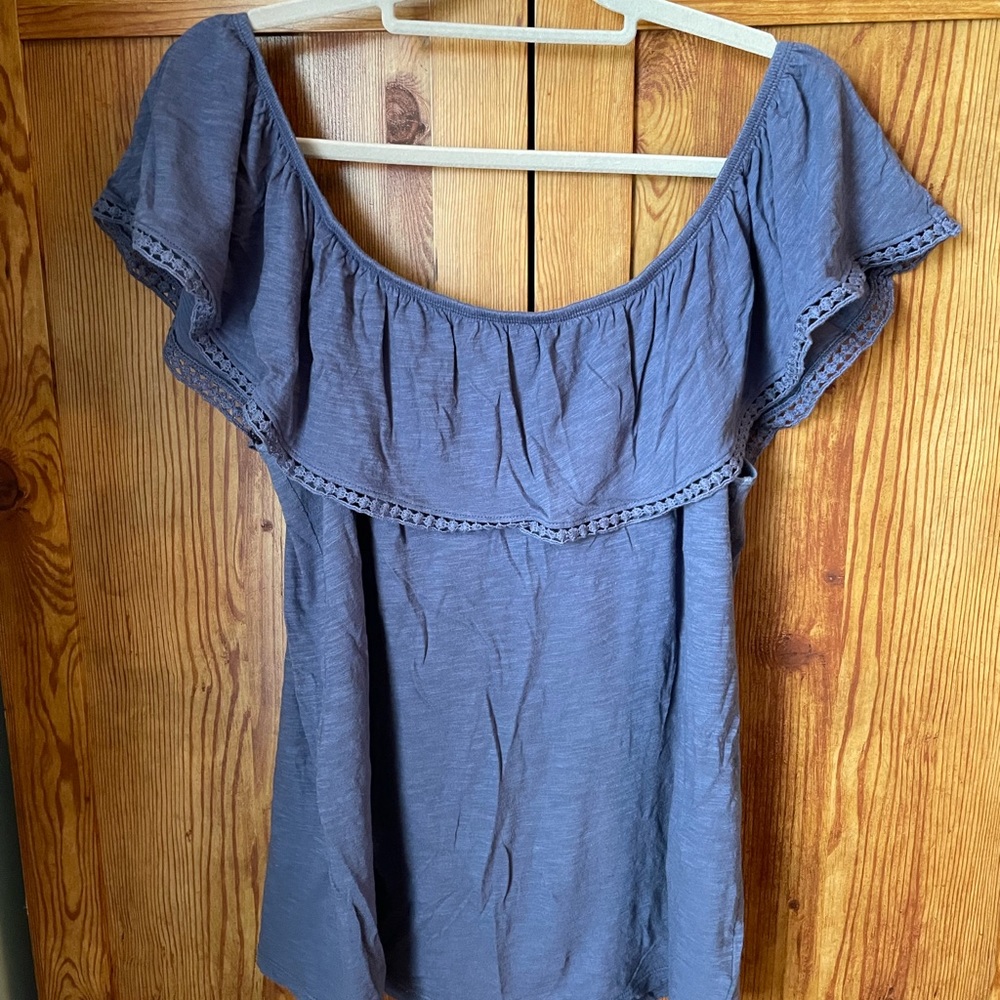 Blue Off shoulder Top L